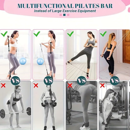 Pilates Stick Resistance Belt Fitness Set (14pcs) - Safe & Secure Health & Fitness