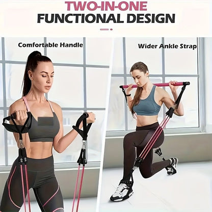 Pilates Stick Resistance Belt Fitness Set (14pcs) - Safe & Secure Health & Fitness