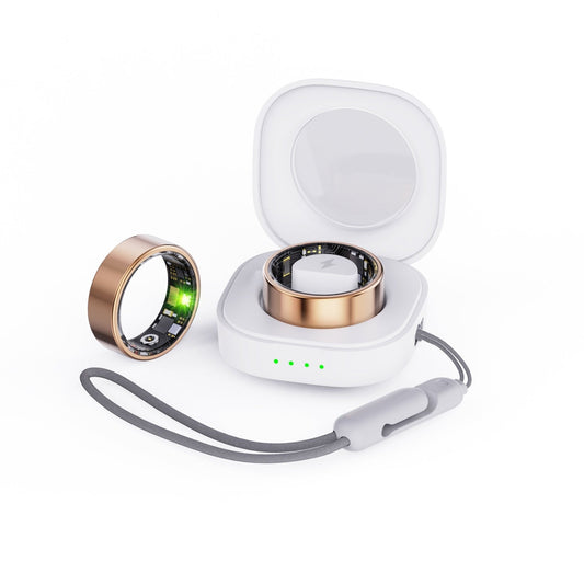 Smart Fitness Ring with Charging Case - Gold - Safe & Secure Health & Fitness
