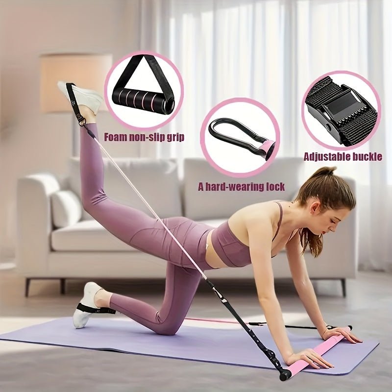 Pilates Stick Resistance Belt Fitness Set (14pcs) - Safe & Secure Health & Fitness