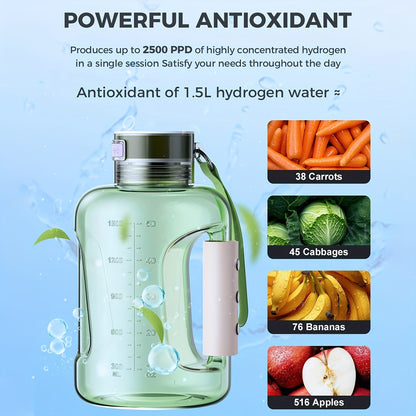 1.5L Hydrogen Rich Fitness Water Bottle(Green) - Safe & Secure Health & Fitness