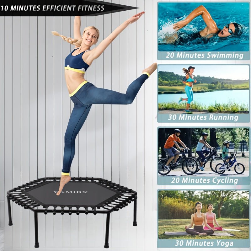 Hexagonal Fitness Trampoline Quiet Bounce Home Gym - Safe & Secure Health & Fitness