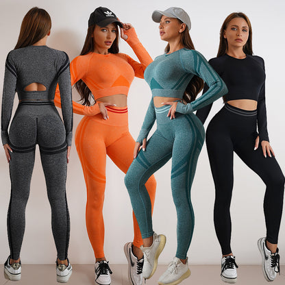 Seamless Yoga Pants Sports Gym Fitness Leggings Or Long Sleeve Tops Outfits Butt Lifting Slim Workout Sportswear Clothing - Safe & Secure Health & Fitness