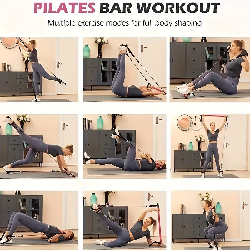 Pilates Stick Resistance Belt Fitness Set (14pcs) - Safe & Secure Health & Fitness