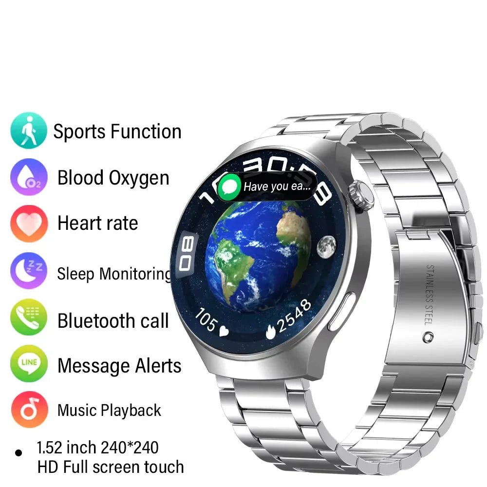 Bluetooth Smartwatch Men HD Sports Fitness (Silver) - Safe & Secure Health & Fitness