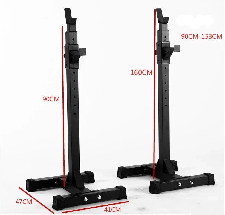 Black Split Squat Rack – Adjustable Household Fitness - Safe & Secure Health & Fitness