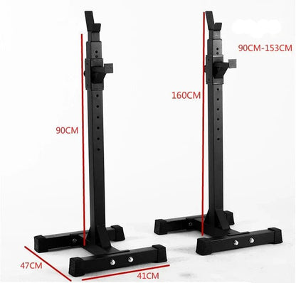 Black Split Squat Rack – Adjustable Household Fitness - Safe & Secure Health & Fitness