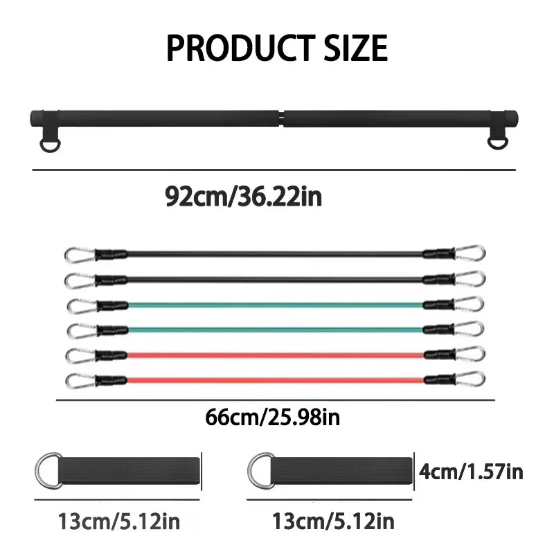 Resistance Band Pilates Stick Home Fitness Kit - Safe & Secure Health & Fitness