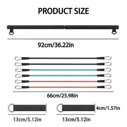 Resistance Band Pilates Stick Home Fitness Kit - Safe & Secure Health & Fitness