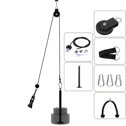 Nine-Piece Pulley Fitness Accessories Kit Black-0
