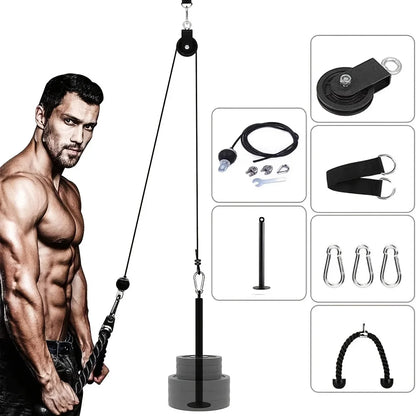 Nine-Piece Pulley Fitness Accessories Kit Black-2