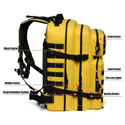 45L Tactical Fitness Backpack Molle Rucksack Yellow-4