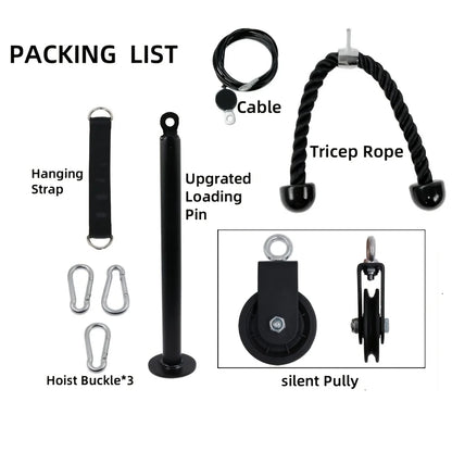 Nine-Piece Pulley Fitness Accessories Kit Black-4