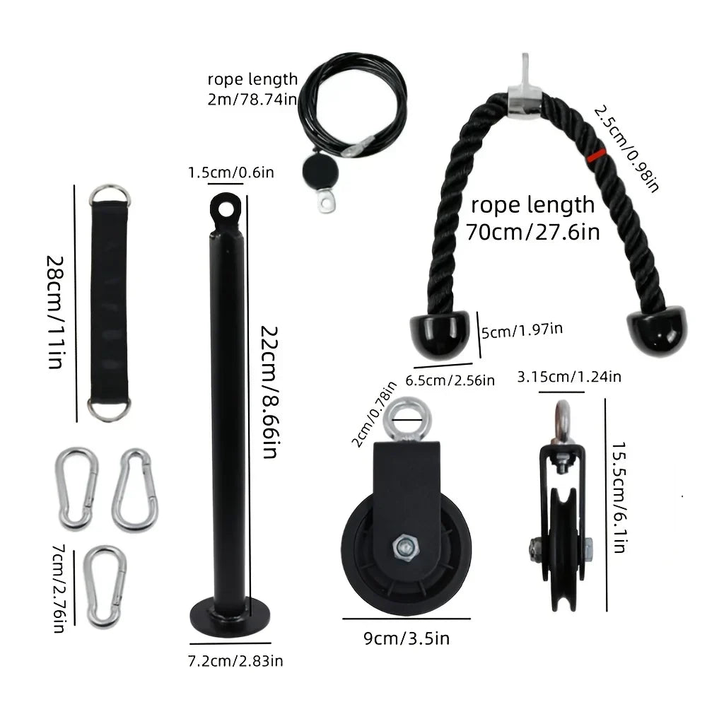 Nine-Piece Pulley Fitness Accessories Kit Black-1