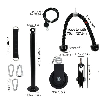 Nine-Piece Pulley Fitness Accessories Kit Black-1