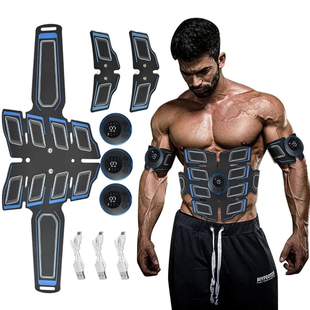 Abdominal Muscle Trainer EMS Fitness Belt Blue - Safe & Secure Health & Fitness
