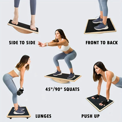 Wooden Balance Fitness Board for Adults - Safe & Secure Health & Fitness