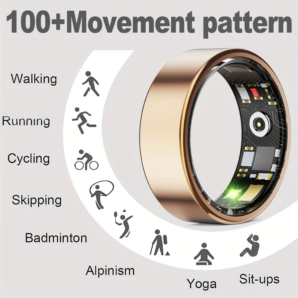 Smart Fitness Ring with Charging Case - Gold - Safe & Secure Health & Fitness
