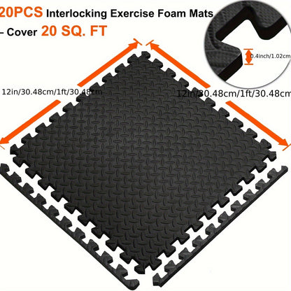 Interlocking Black EVA Fitness Mats Set (20pcs) - Safe & Secure Health & Fitness