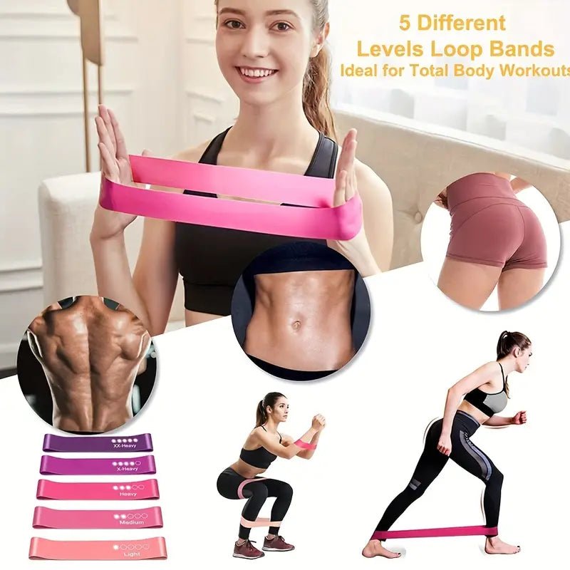 17pcs Fitness Resistance Bands Set – Medium Tension - Safe & Secure Health & Fitness