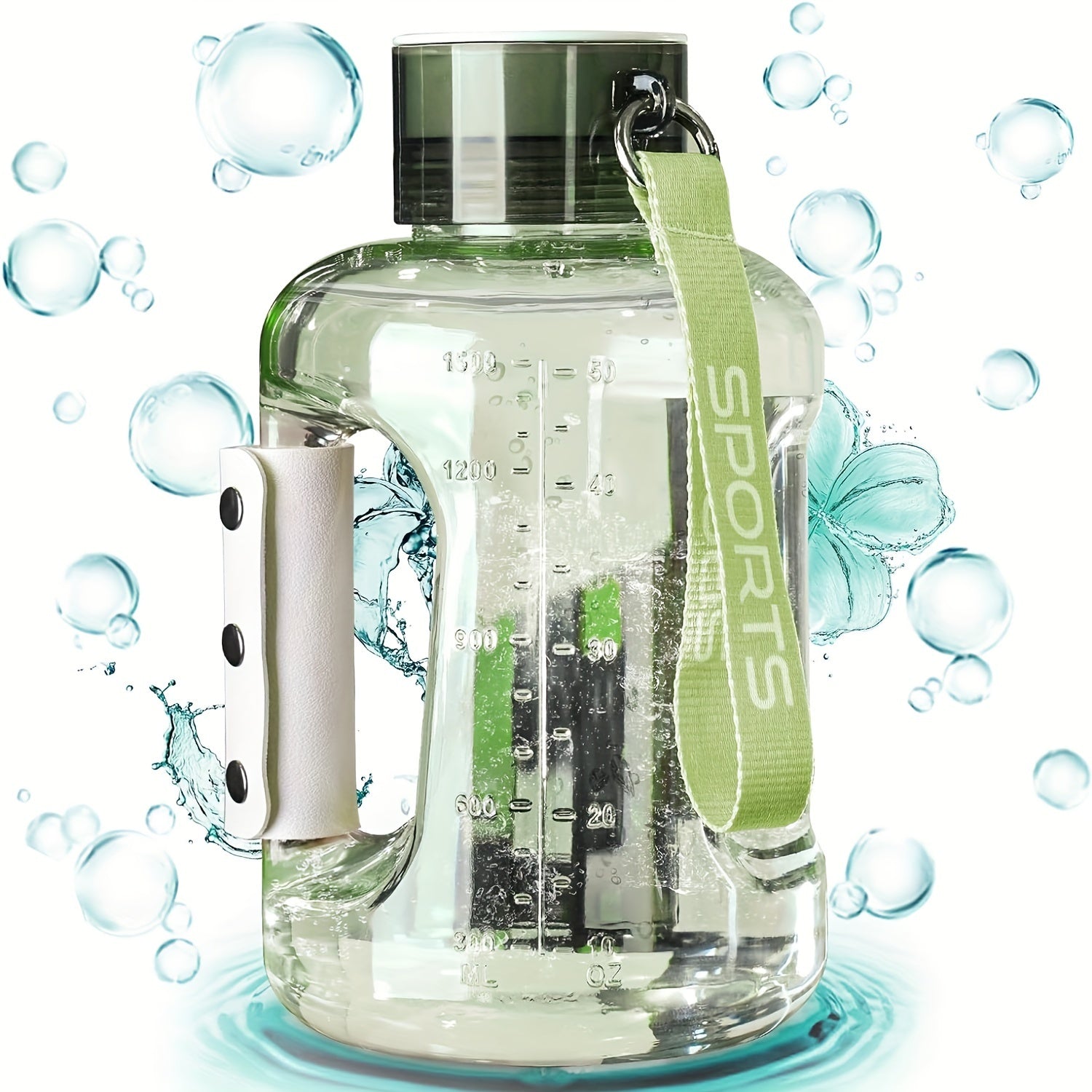 1.5L Hydrogen Rich Fitness Water Bottle(Green) - Safe & Secure Health & Fitness