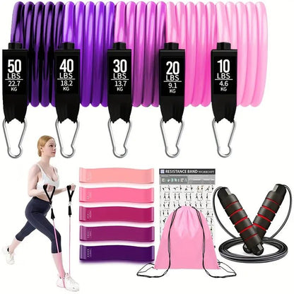 17pcs Fitness Resistance Bands Set – Medium Tension - Safe & Secure Health & Fitness