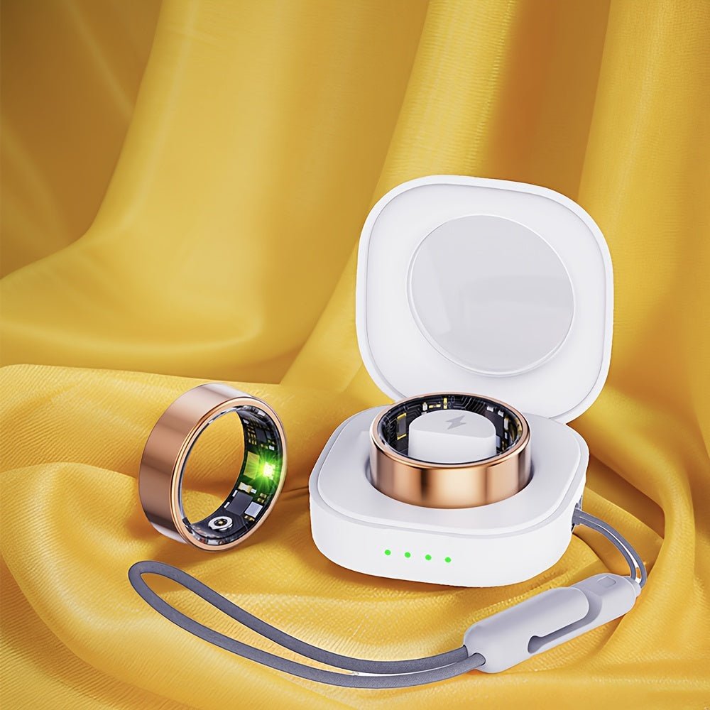 Smart Fitness Ring with Charging Case - Gold - Safe & Secure Health & Fitness