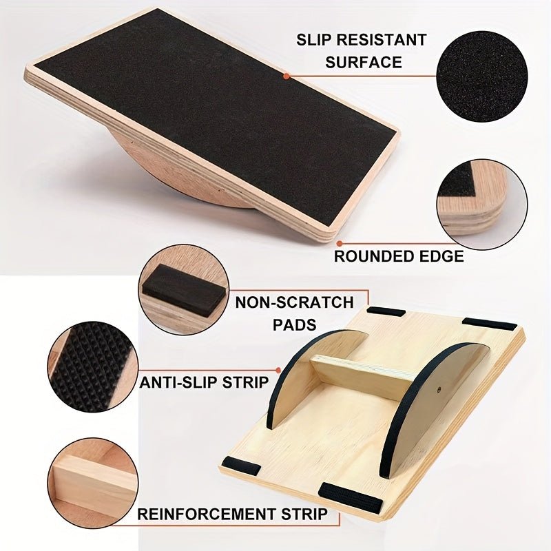Wooden Balance Fitness Board for Adults - Safe & Secure Health & Fitness